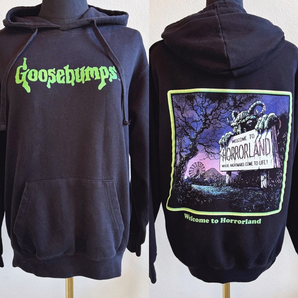 Goosebumps Horrorland Black Hoodie, Halloween 90's R.L. Stine Nostalgia‎ Small